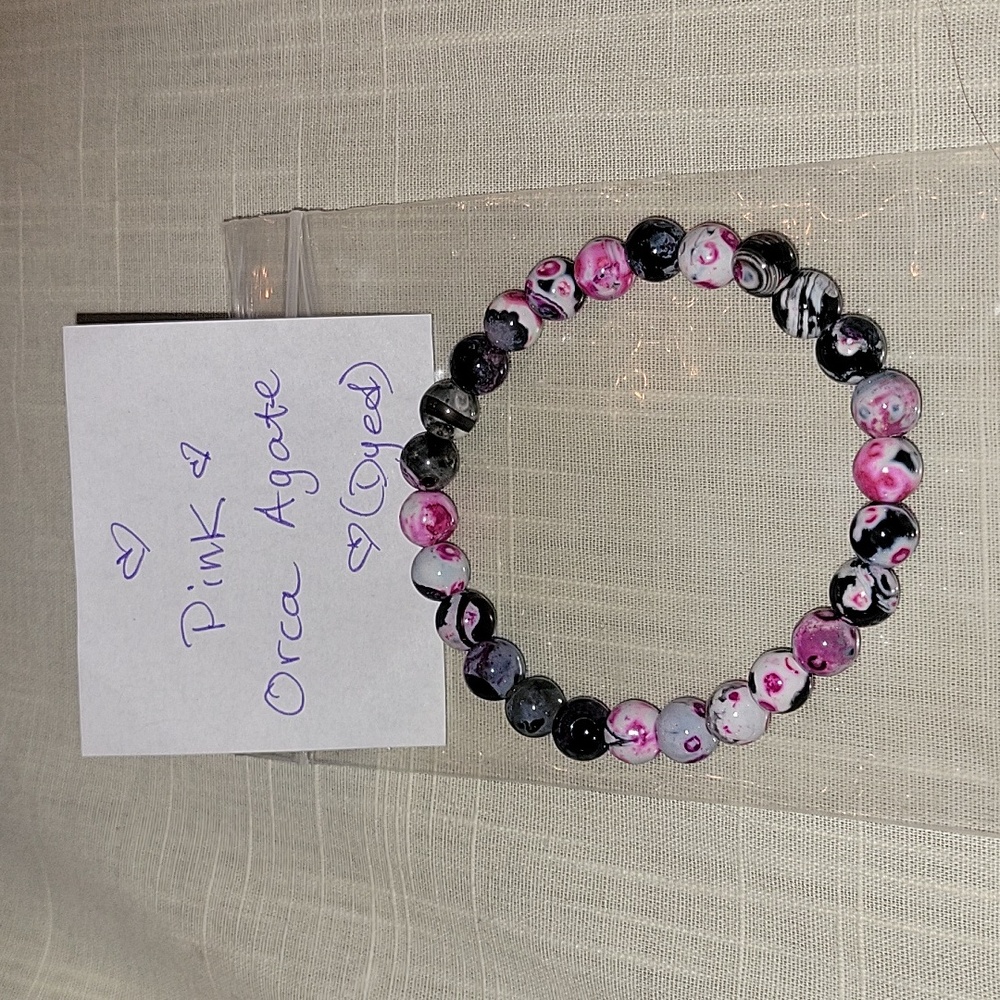 Pink orca agate (dyed) bracelet